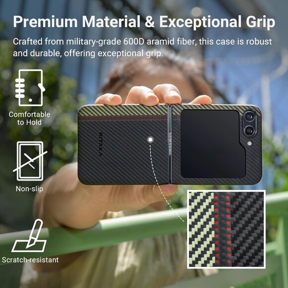 💯 Genuine📱PITAKA📱 MagEZ Case 3 for Z Flip 5 Compatible with MagSafe, Overture - Picture 2 of 16